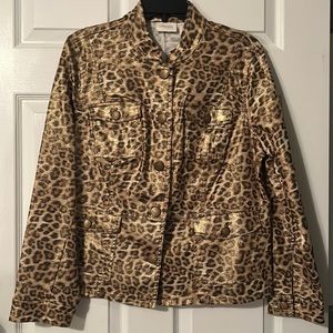 💋Closeout!! Chico’s Women’s Shiny Leopard Jean Jkt| Size 2 in Chico’s - Large